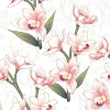 Tapeta: Seamless pattern botanical pink orchid flowers on abstract white