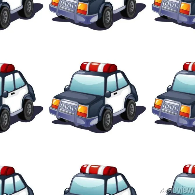 Tapeta: Seamless pattern tile cartoon with police car