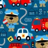 Tapeta: Seamless pattern vector of vehicles cartoon with funny cop