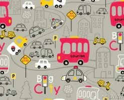 Tapeta: Seamless pattern vector with vehicles cartoon in city road