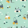 Tapeta: Seamless pattern with tractor and bulldozer. funny kids print.