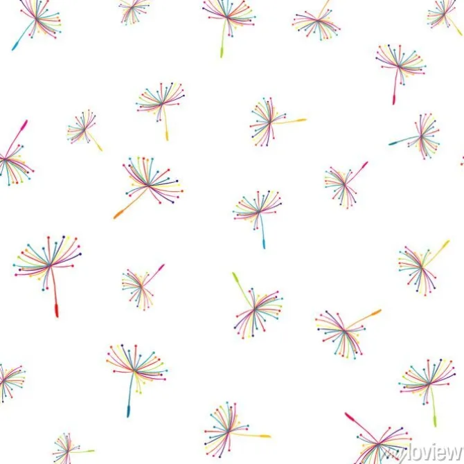 Tapeta: Seamless pattern with colorful flying dandelion seeds