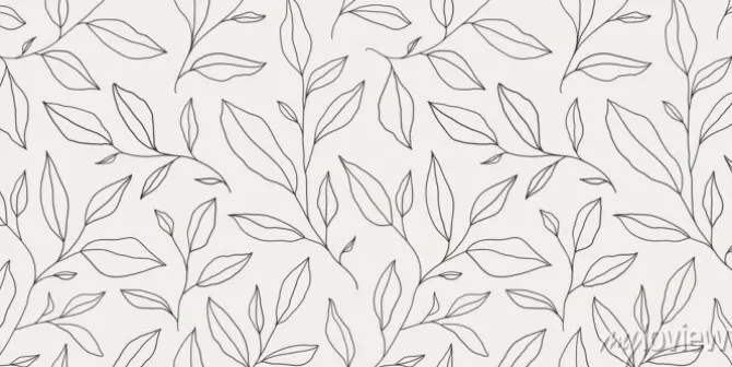 Tapeta: Seamless pattern with one line leaves. vector floral background