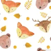 Tapeta: Seamless pattern with cute forest animals, leaves and blots on