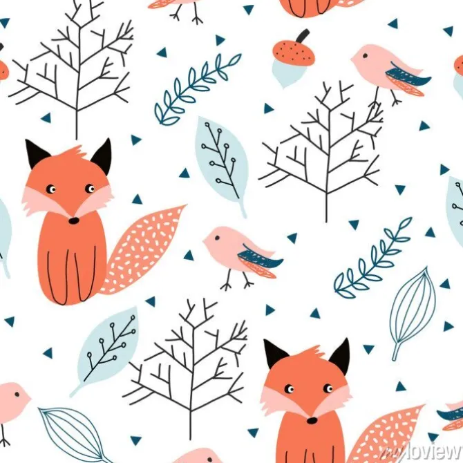 Tapeta: Seamless pattern with forest animals.