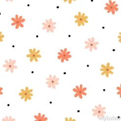 Tapeta: Seamless pattern with simple little flowers in pastel color.