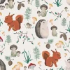 Tapeta: Seamless pattern with little squirrel, hedgehog, plants and mushrooms.