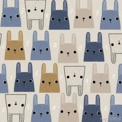 Tapeta: Seamless pattern with simple rabbits. childish cartoonprint.
