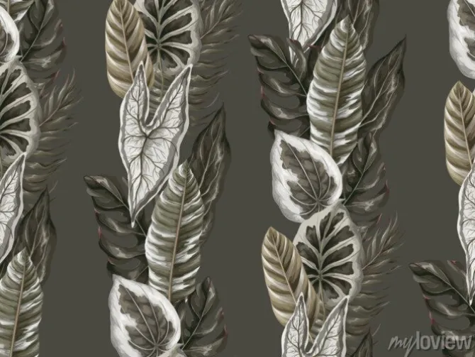 Tapeta: Seamless pattern with tropical leaves. vector.