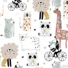 Tapeta: Seamless pattern with cartoon hand drawn bear,giraffe, dog,leopard,