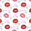 Tapeta: Seamless pattern with red lips imprint and drawn text love