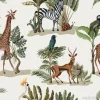 Tapeta: Seamless pattern with exotic trees and animals. interior vintage