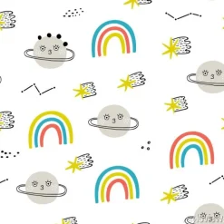 Tapeta: Seamless pattern with planets, raibows and stars. perfect for