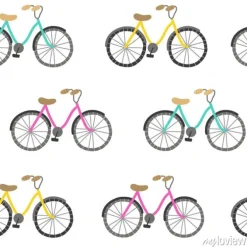 Tapeta: Seamless pattern with bicycles. vector cycling background. healthy