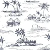 Tapeta: Seamless patterns with tropical landscapes, palm trees, hawaii.