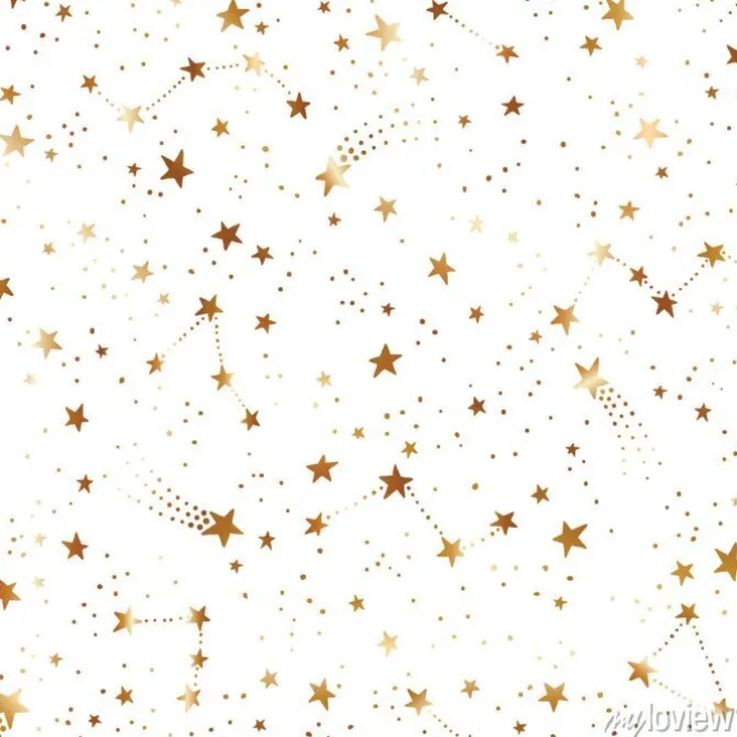 Tapeta: Seamless space pattern with gold comets, constellations and stars