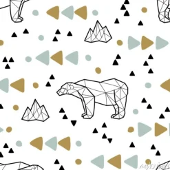 Tapeta: Seamless tribal pattern with low poly polar bears and triangles.