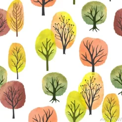 Tapeta: Seamless watercolor autumn trees pattern. vector abstract autumn