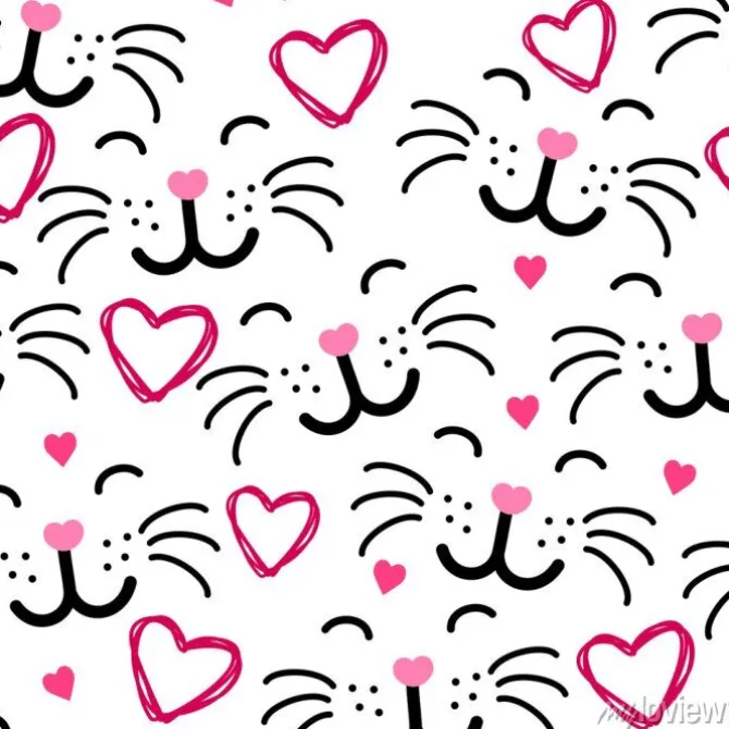 Tapeta: Serduszka i kocie pyszczki