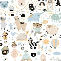 Tapeta: Skandynawskie dzieci gryzmoły elementy wzór zestaw kolor dzikie