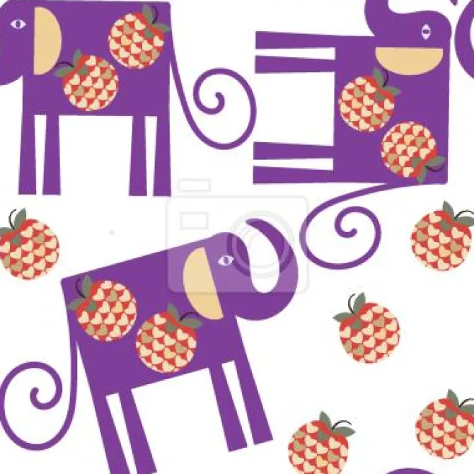 Tapeta: Słonie i jabłka