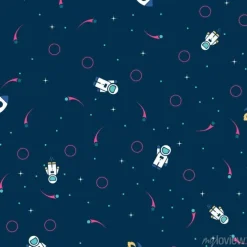 Tapeta: Space exploration seamless pattern vector background. cute hipster