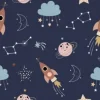 Tapeta: Space seamless pattern for kids, children.wallpaper nursery room,