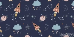 Tapeta: Space seamless pattern for kids, children.wallpaper nursery room,