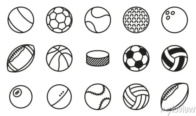 Tapeta: Sportowe piłki minimalny linia linii wektorowych ikonę zestawu.
