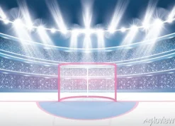 Tapeta: Stadion hokejowy na lodzie z reflektorami i czerwoną bramką.