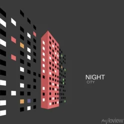 Tapeta: Streszczenie noc panorama budynku na ulicy