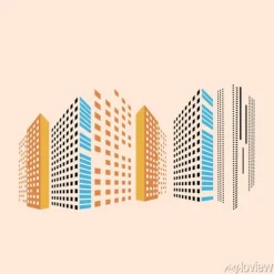 Tapeta: Streszczenie panorama budynku na ulicy w mie? cie