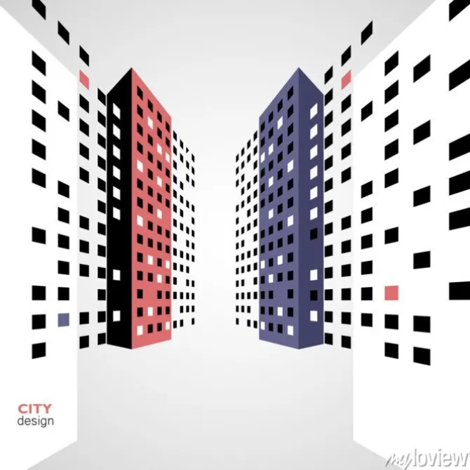 Tapeta: Streszczenie panorama kolor budynków na ulicy