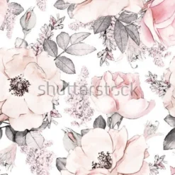 Tapeta: Subtelny wzór z różowymi kwiatami i liśćmi