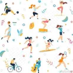 Tapeta: Summer sport activities seamless pattern, print