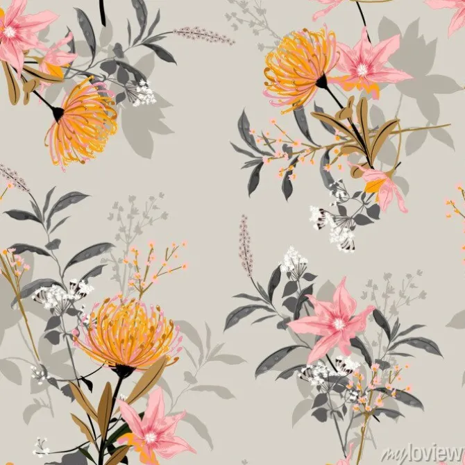 Tapeta: Sweet mood and tone of vintage of botanical blooming garden