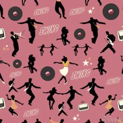 Tapeta: Swing dance pattern. tancerze i muzycy. styl retro. bezszwowy.