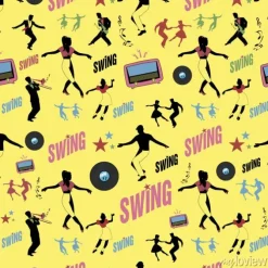 Tapeta: Swing dance pattern. tancerze i muzycy. styl retro. bezszwowy.
