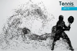 Tapeta: Sylwetka tenisista z cząstek.