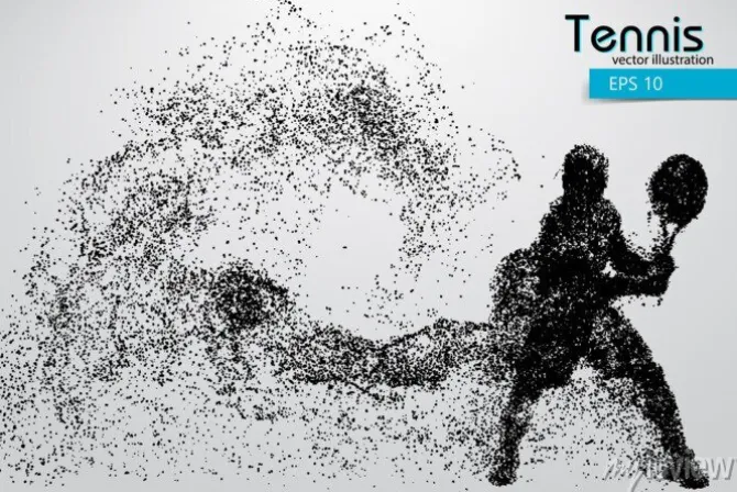 Tapeta: Sylwetka tenisista z cząstek.