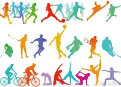 Tapeta: Sylwetki sportowców w różnych kolorach
