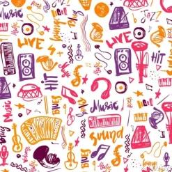 Tapeta: Symbole muzyczne śmieszne wyciągnąć rękę szwu z elemens i liternictwa.