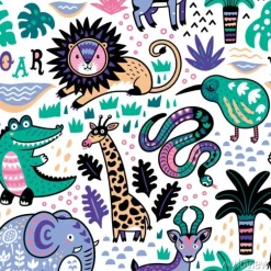 Tapeta: Szablon bez szwu deseń z zwierząt dżungli wektora