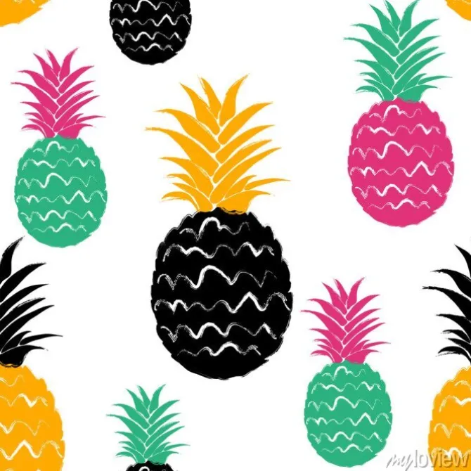 Tapeta: Szczotkarski grunge ananasa owoc bezszwowy wzór.