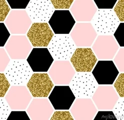 Tapeta: Sześciany tworzące wzór z czarnym i różowym