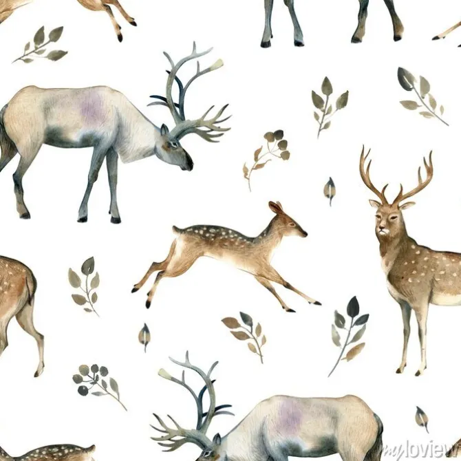 Tapeta: Szkic akwarela akwarela realistyczne leśne. wzór szwów na temat