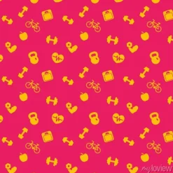 Tapeta: Szwu z ikon fitness, tło w kolorze pomarańczowym i czerwonym,