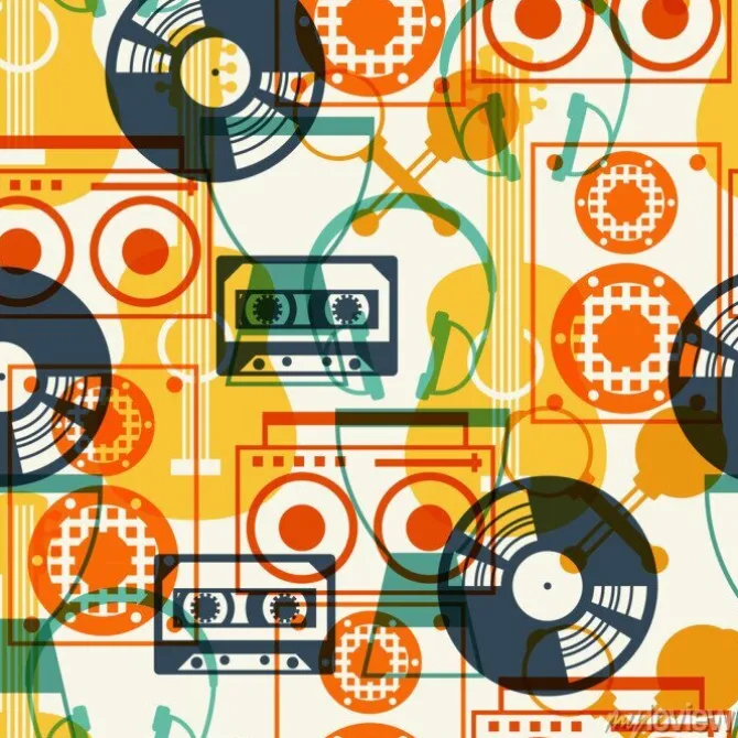 Tapeta: Szwu z instrumentów muzycznych w stylu projektowania płaskiego.