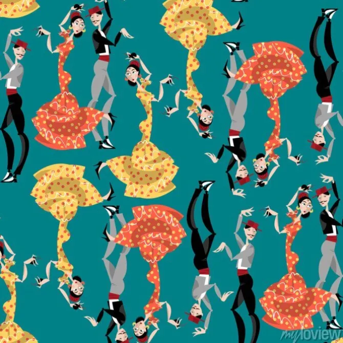 Tapeta: Tancerzy flamenco. tradycji hiszpańskiej. jednolite tło tupot