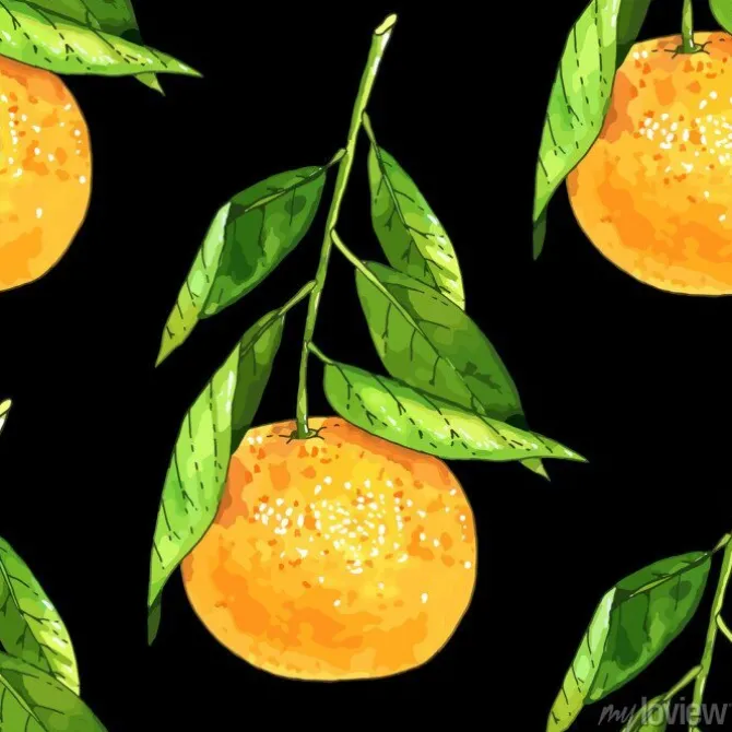 Tapeta: Tangerine bez szwu deseń owoców